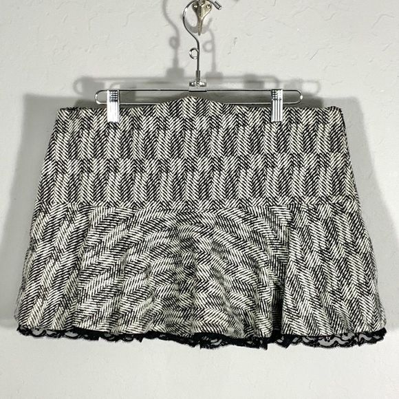 PINKO Herringbone Tweed Mini Skirt Size 10 Made in Italy - Picture 1 of 8